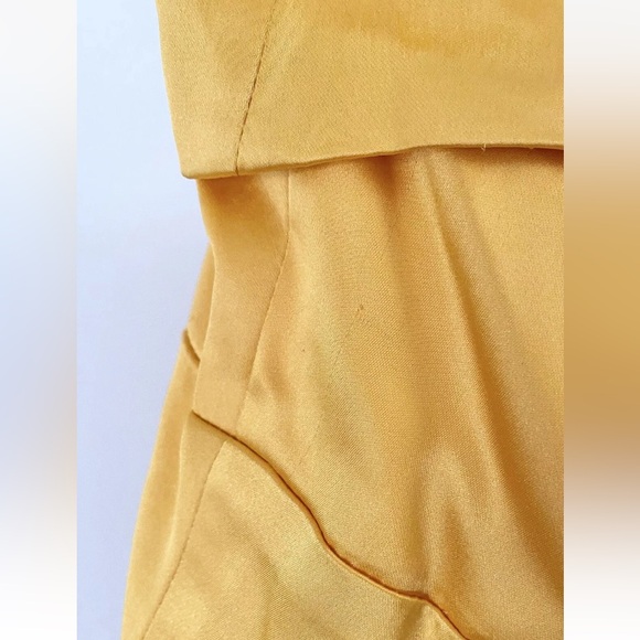 Mac Duggal Yellow Sweetheart Neck Strapless Bow Satin Ball Gown Dress Sz 8 67995 - Picture 3 of 16